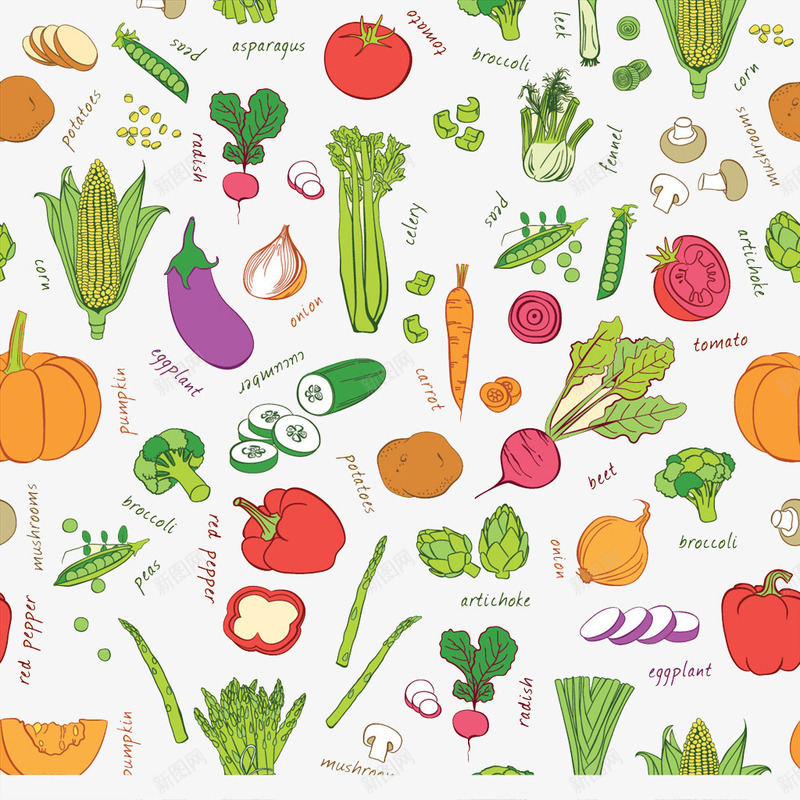 彩色蔬菜水果背景png免抠素材_新图网 https://ixintu.com 创意 卡通 可爱的 彩色 手绘的 水果 爱心蔬菜 现代 简单 背景 菜类图片 蔬菜
