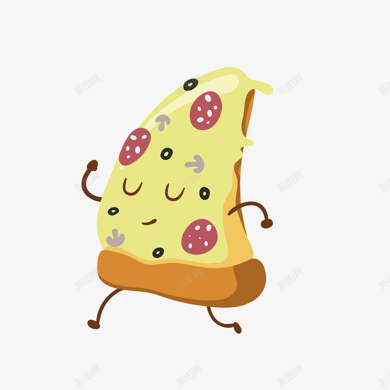 微笑奔跑的披萨png免抠素材_新图网 https://ixintu.com png卡通 免抠图 可爱 奔跑 手绘 有趣 水果披萨 黄色