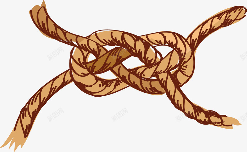 打结的绳子png免抠素材_新图网 https://ixintu.com 卡通 图案 手绘 打结 棕色的 简图 绳子 麻绳