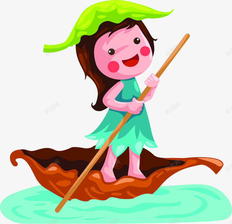 卡通女孩划船可爱png免抠素材_新图网 https://ixintu.com 61 儿童节 六一 划船 卡通 可爱 女孩 小孩划船