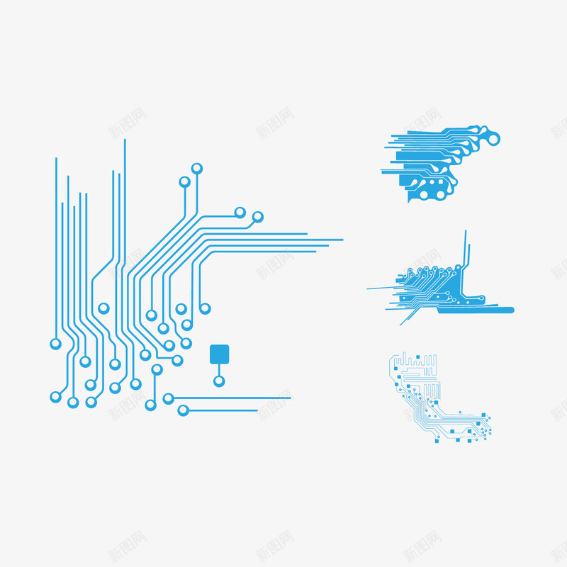 创意电子线路元素png免抠素材_新图网 https://ixintu.com 电子线路 背景 蓝色