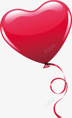 摄影手绘立体红色爱心气球素材