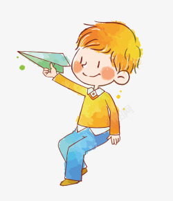 可爱的小男孩玩纸飞机的小孩高清图片