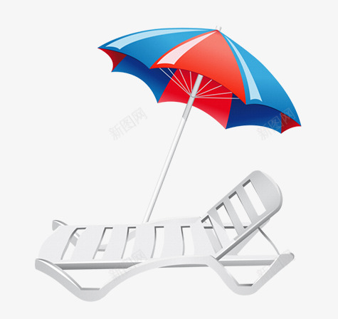 风景沙滩椅png免抠素材_新图网 https://ixintu.com 彩色伞 椅子 沙滩椅 白色
