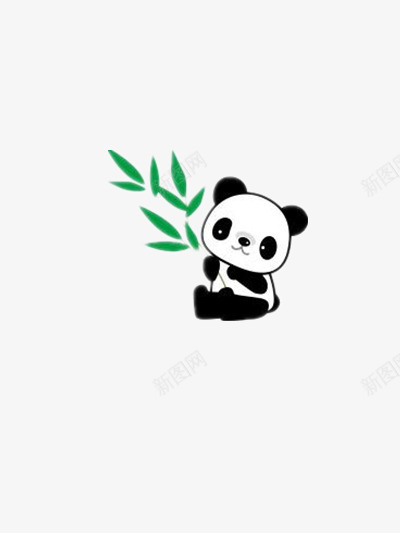 熊猫和竹子png免抠素材_新图网 https://ixintu.com 动物 可爱 国宝 手绘熊猫 熊猫眼 青竹叶