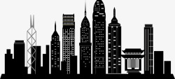 公司写字楼建筑香港城市黑色剪影高清图片