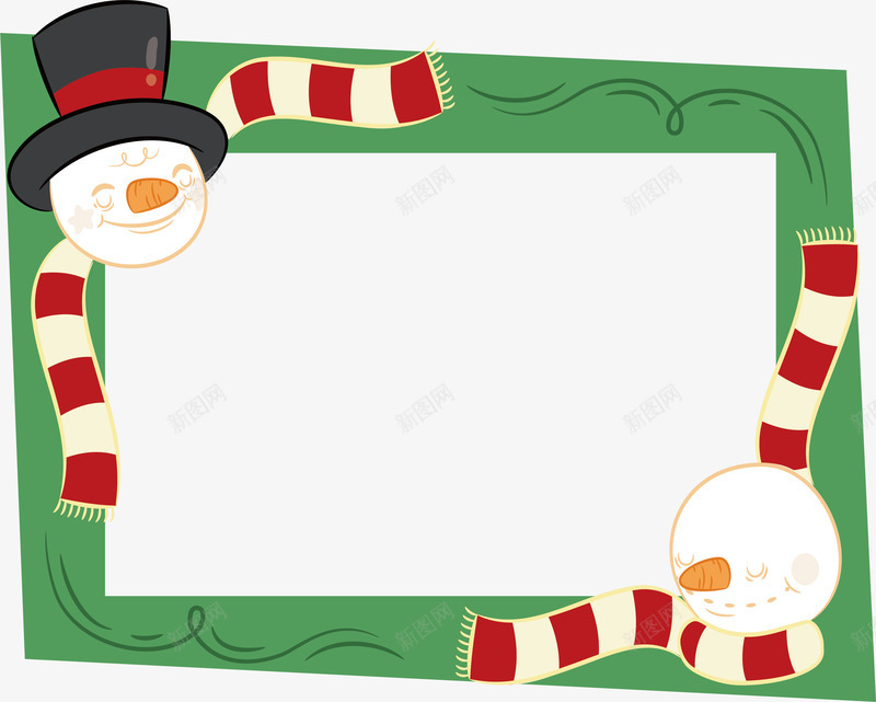 雪人装饰绿色相框矢量图ai免抠素材_新图网 https://ixintu.com 圣诞节 圣诞边框 相框 矢量png 绿色相框 雪人边框 矢量图