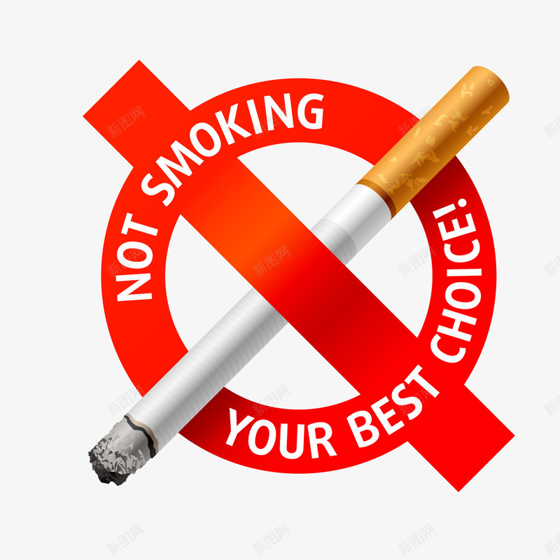 红色禁止香烟标签png免抠素材_新图网 https://ixintu.com 世界无烟日 卡通标签 卡通香烟 禁烟标签 红色标签