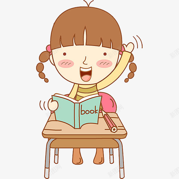 读书的女孩png免抠素材_新图网 https://ixintu.com 书本 书桌 卡通 可爱的 小女孩 念书 手绘 简笔 铅笔