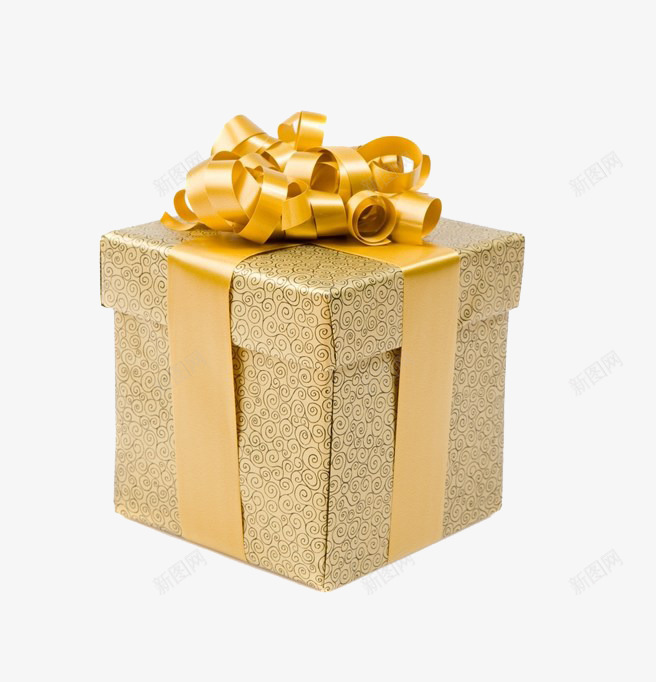 金色礼物png免抠素材_新图网 https://ixintu.com 丝带 包裹 圣诞节 实物 带子 盒子 节日礼物 蝴蝶结 金色礼物
