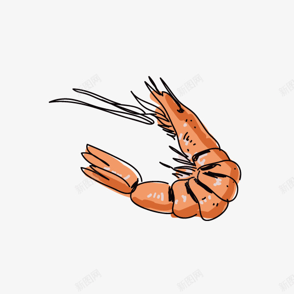 卡通手绘海鲜虾食物png免抠素材_新图网 https://ixintu.com 创意 动漫动画 卡通海鲜虾 手绘 艺术 食物