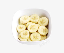 拔丝碗里的食材切片香蕉高清图片