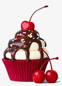 巧克力奶油冰激凌可爱樱桃蛋糕高清图片