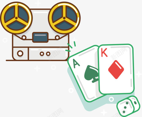 休闲娱乐音乐电影游戏骰子扑克元矢量图图标图标