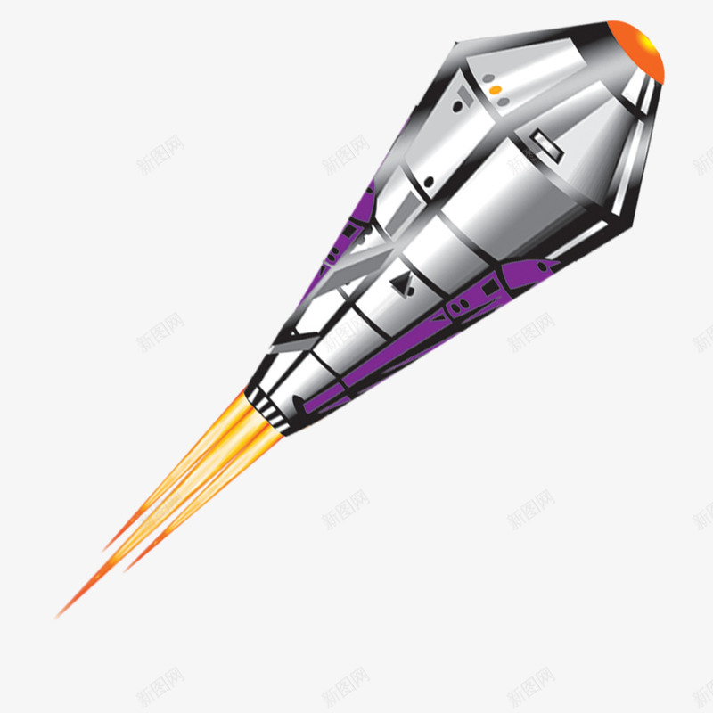 科幻导弹发射透明png免抠素材_新图网 https://ixintu.com 导弹矢量图 紫色 银色 黑白线条