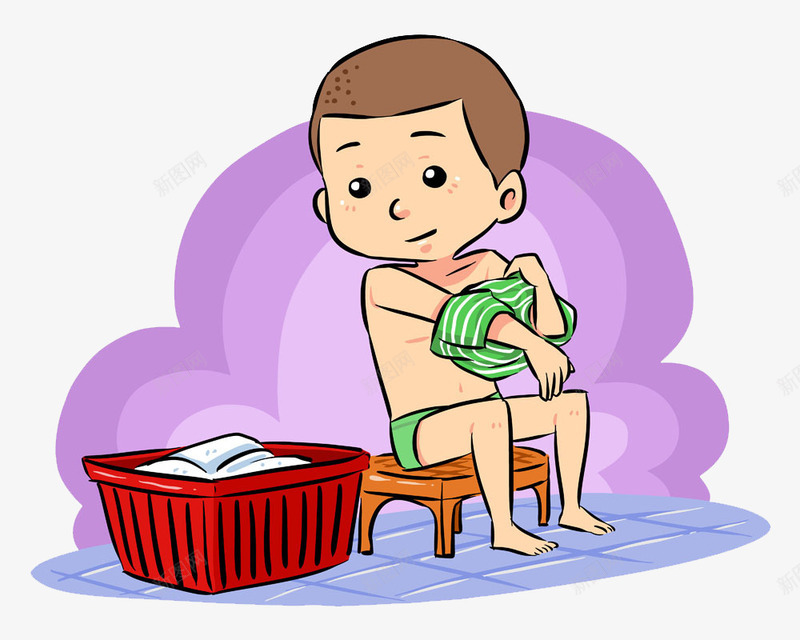脱衣洗澡的男孩png免抠素材_新图网 https://ixintu.com 卡通 可爱 手绘 洗澡 浴室 澡盆 男孩 脱衣服