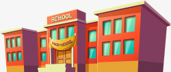 学校房屋设计开学季红色学校房屋高清图片