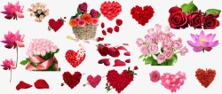 花玫瑰花花朵组成的心花篮素材