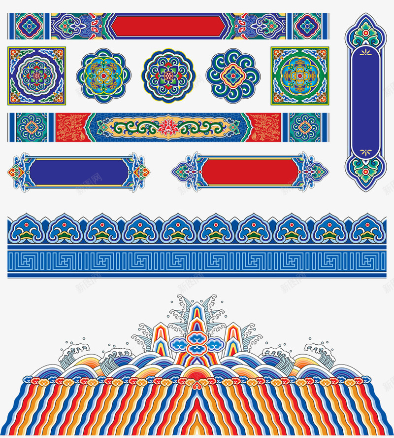 中国风花纹png免抠素材_新图网 https://ixintu.com 中国风花纹 低温 古代纹饰 少数民族 祥云 花纹边框 蓝色 高级卡片