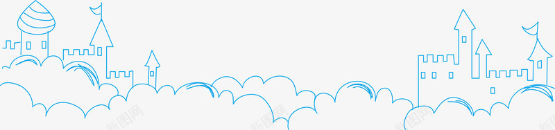 城堡底纹png免抠素材_新图网 https://ixintu.com AI 云朵 卡通 城堡 底纹 手绘 线条 背景 花纹 蓝色