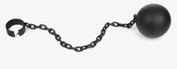 一个铁链连着铅球和黑色小铁环素材