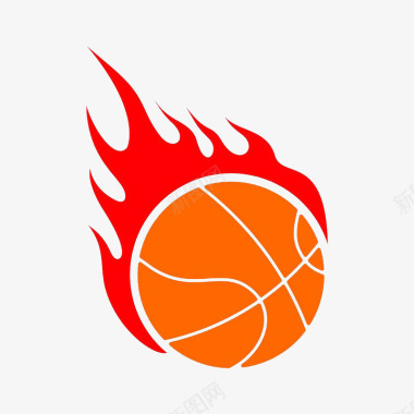 扁平化云卡通红色篮球火球插画图标图标