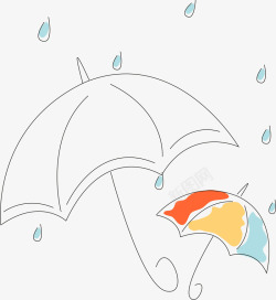 雨滴线条卡通雨伞高清图片