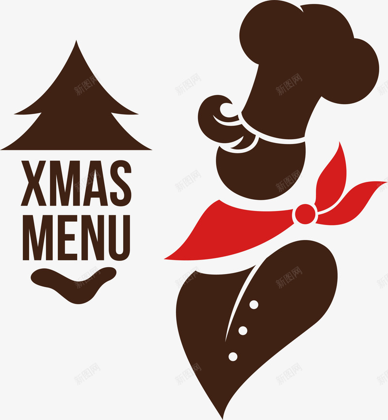 手绘人物厨师png免抠素材_新图网 https://ixintu.com menu xmas 手绘人物 手绘厨师 棕色大树 红色围巾