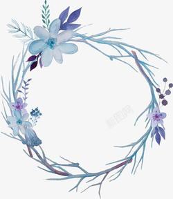 干笔画彩绘花卉圆环装饰图案高清图片