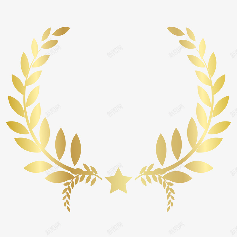 金色渐变麦穗装饰png免抠素材_新图网 https://ixintu.com 星星 渐变 装饰 金色 麦穗