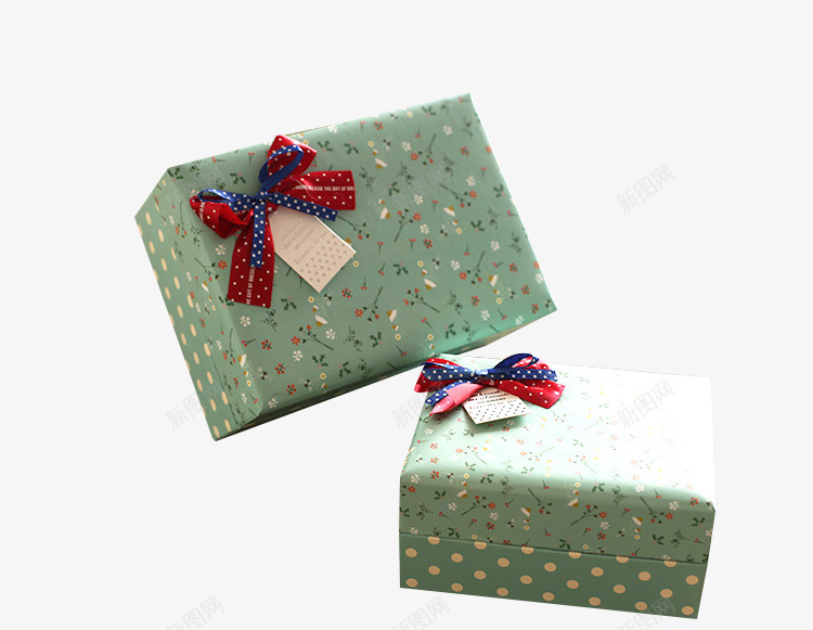 绿色复古小盒子png免抠素材_新图网 https://ixintu.com 个性蝴蝶结 包装彩盒 复古绿色 小物件包装盒