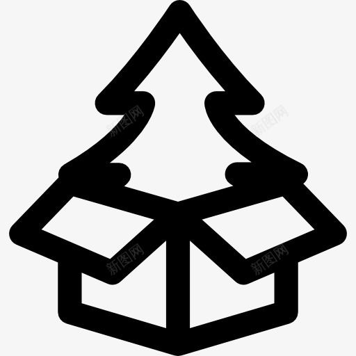 圣诞树在一个盒子里图标png_新图网 https://ixintu.com 圣诞节 盒 装饰