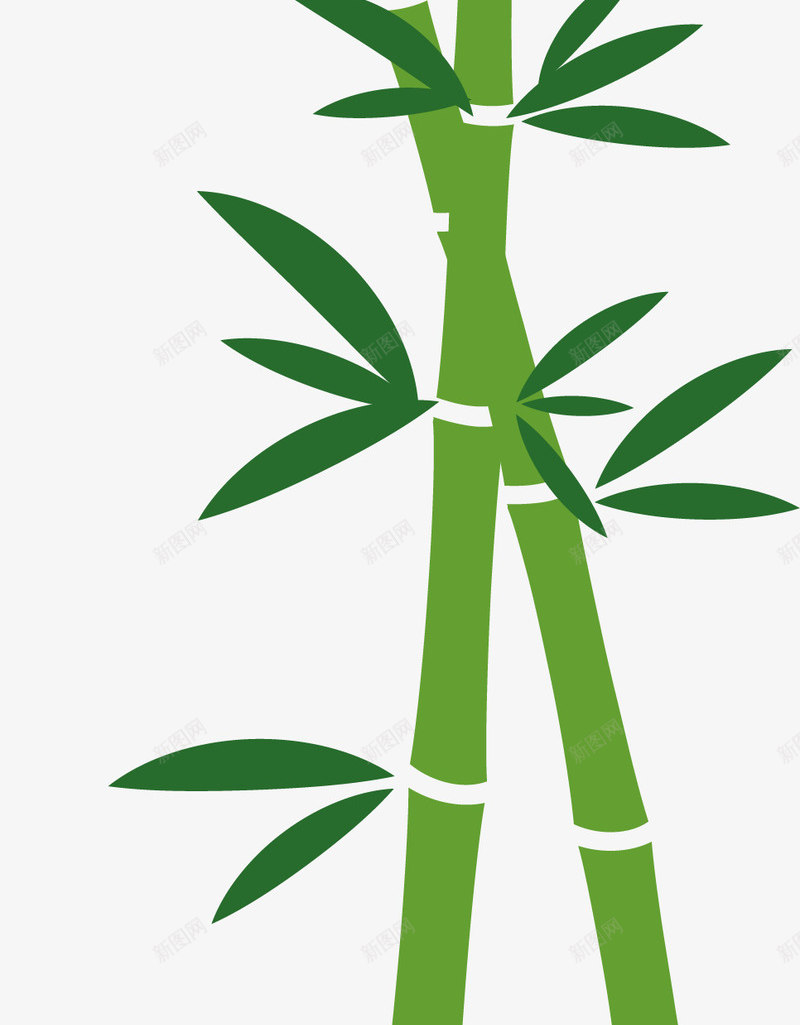 卡通手绘绿色的竹子png免抠素材_新图网 https://ixintu.com 创意 动漫动画 卡通手绘 叶子 竹叶 绿色的竹子