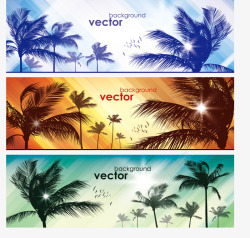 创意卡片椰林装饰背景海报矢量图素材