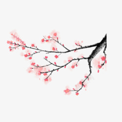 唯美手绘古风桃花树中国风梅花卡通高清图片