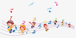 儿童歌唱欢快的音符高清图片