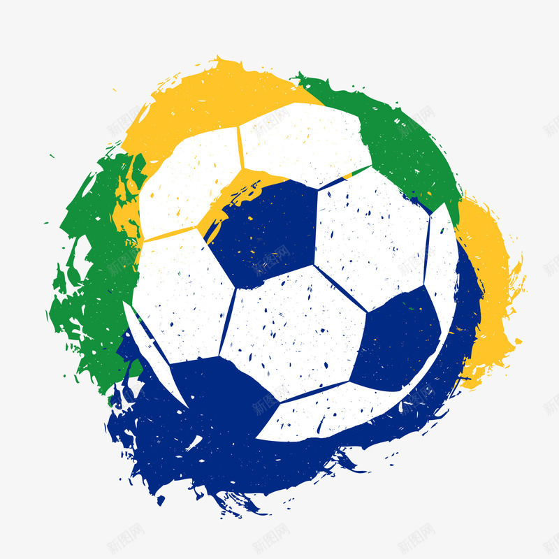 手绘创意彩色足球图png免抠素材_新图网 https://ixintu.com 世界杯足球 体育器材 卡通手绘 彩色 水墨 水彩 绿色 蓝色 足球