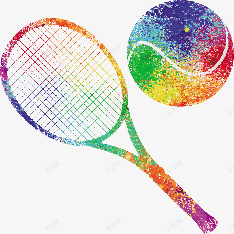 彩色网球拍与网球矢量图eps免抠素材_新图网 https://ixintu.com 彩色网球拍 矢量网球 绚丽 网球 网球拍 矢量图