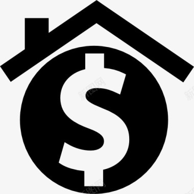 房子与美元符号的房地产业务图标图标