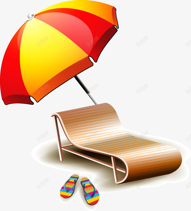 手绘沙滩椅和太阳伞png免抠素材_新图网 https://ixintu.com 夏天 太阳伞 手绘 晒太阳