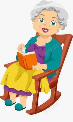 休息的老人png免抠素材_新图网 https://ixintu.com 奶奶 摇椅 看书