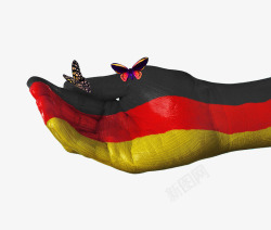 德国国旗手绘蝴蝶创意风格图案素材