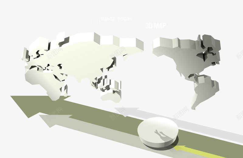 立体世界地图psd免抠素材_新图网 https://ixintu.com 创意设计 国际贸易 灰色 省地图 立体地图 箭头 马赛克世界地图