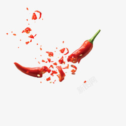 红色碎辣椒块红色弯形辣椒高清图片