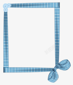 蓝白色格子飘带边框素材