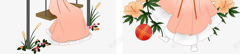 古典女孩手绘插画png免抠素材_新图网 https://ixintu.com 传统节日 免抠下载 清明节 祭拜 艺术字 诗词