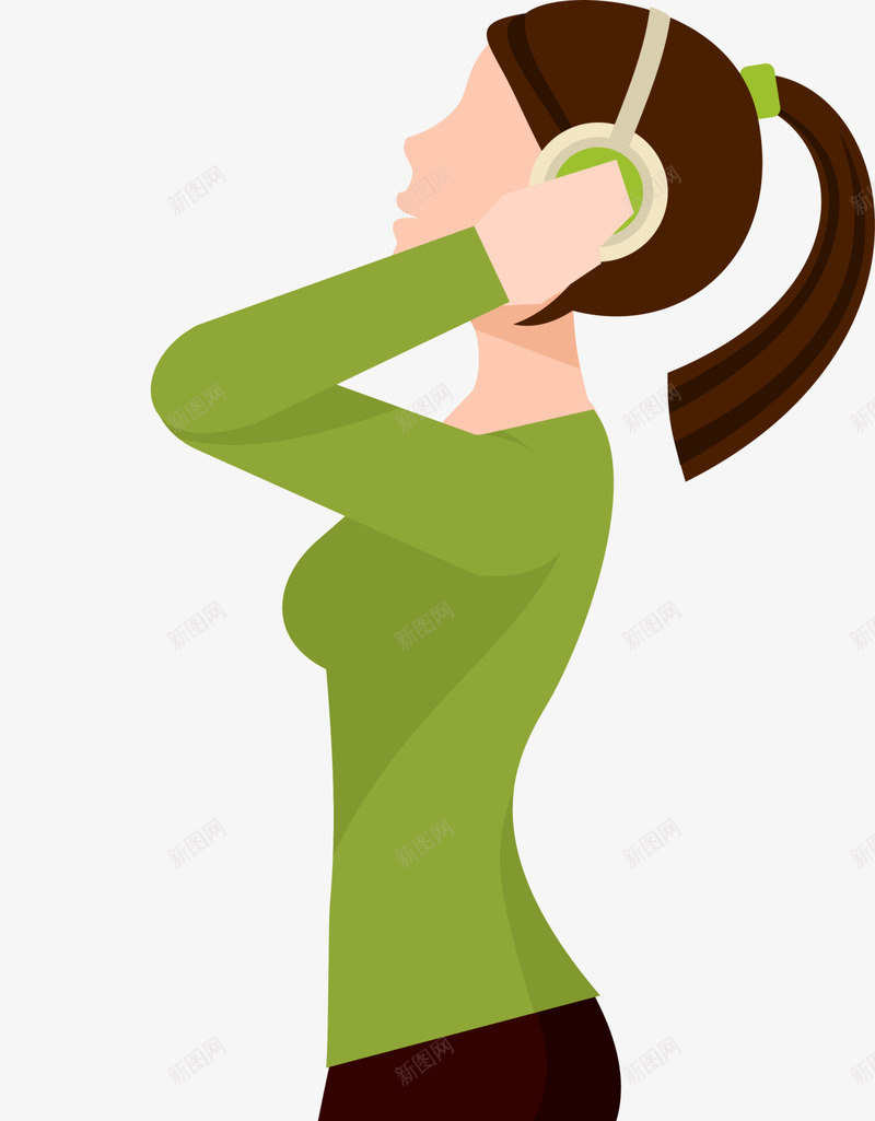 戴耳机听歌的女人插画png免抠素材_新图网 https://ixintu.com 人物插画 听歌的女人 女人插画 戴耳机 美丽女人 运动耳机跑步挂耳式 音乐