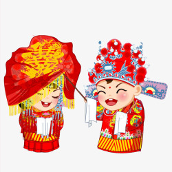红盖头中式新郎新娘高清图片