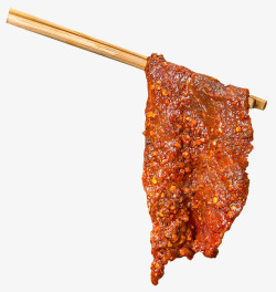 筷子夹着的肉实物筷子夹着一片麻辣牛肉高清图片