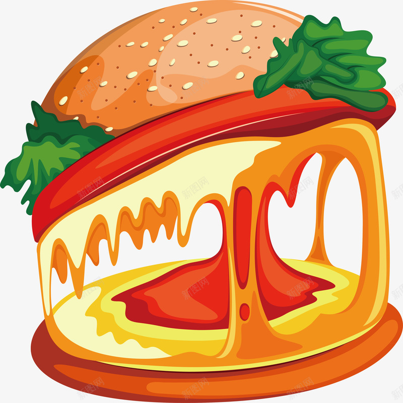 卡通汉堡美食png免抠素材_新图网 https://ixintu.com 卡通汉堡 好吃 快餐外卖 生活服务 美味 美食设计